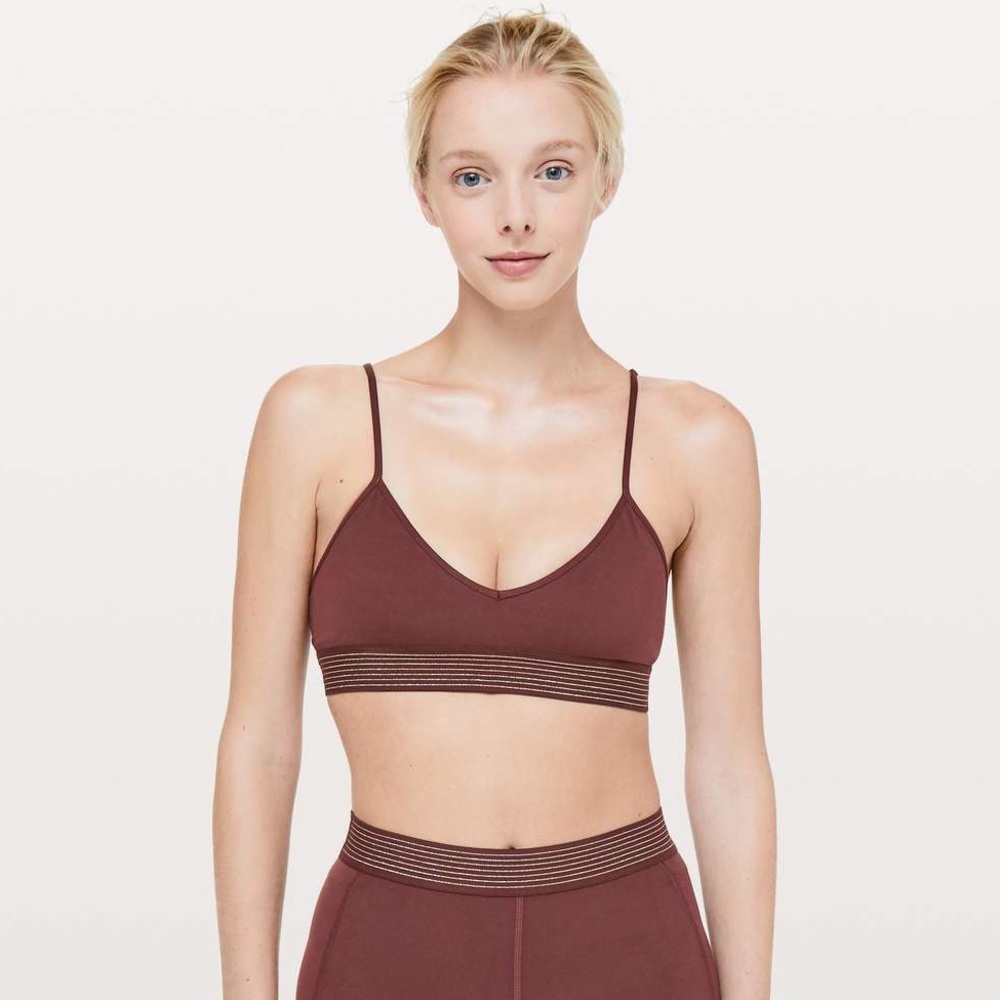 lululemon athletica Mauve Brown Strappy Light Support Sports Bra